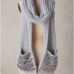 Anthropologie Beaded Sequin Pocket Scarf